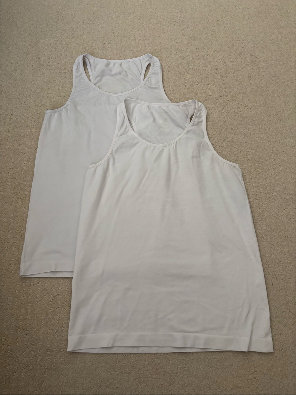 Women’s Classic White Racerback Tank Top - Set of 2 Undershirts Sleeveless Tee